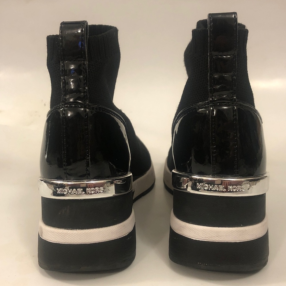 Michael Kors 6M Sneakers Black Slip-On White & Silver detail Excellent Condition - Picture 7 of 10